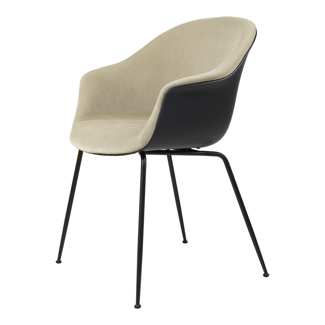 Bat Dining Chair - Black Matt Conic Base - Front Upholstered