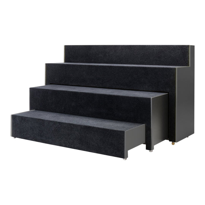 Black nesting display steps with a smooth, matte finish and sleek, modern design.