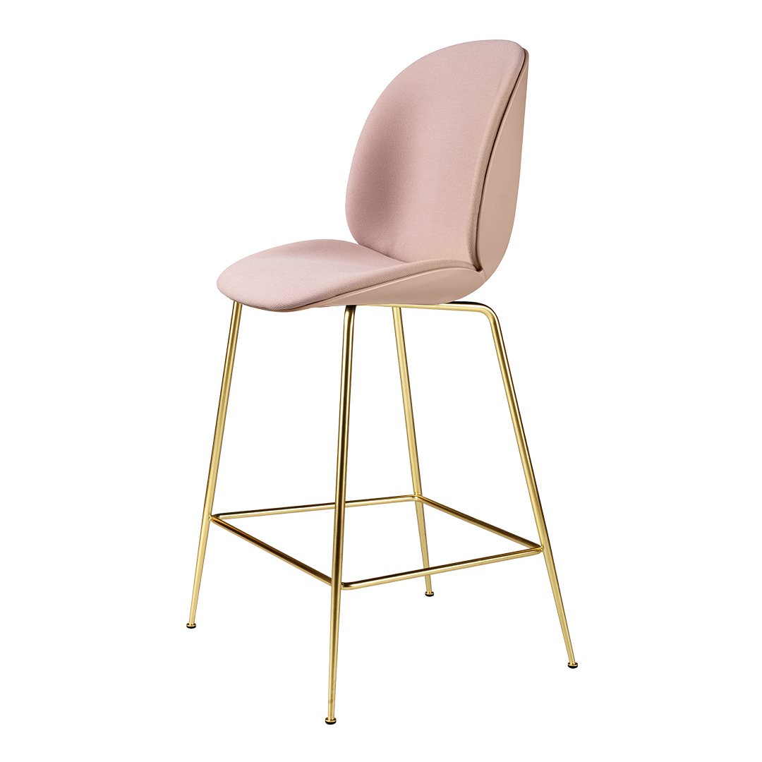 Beetle Counter Chair - Front Upholstered - Brass Semi Matt Base