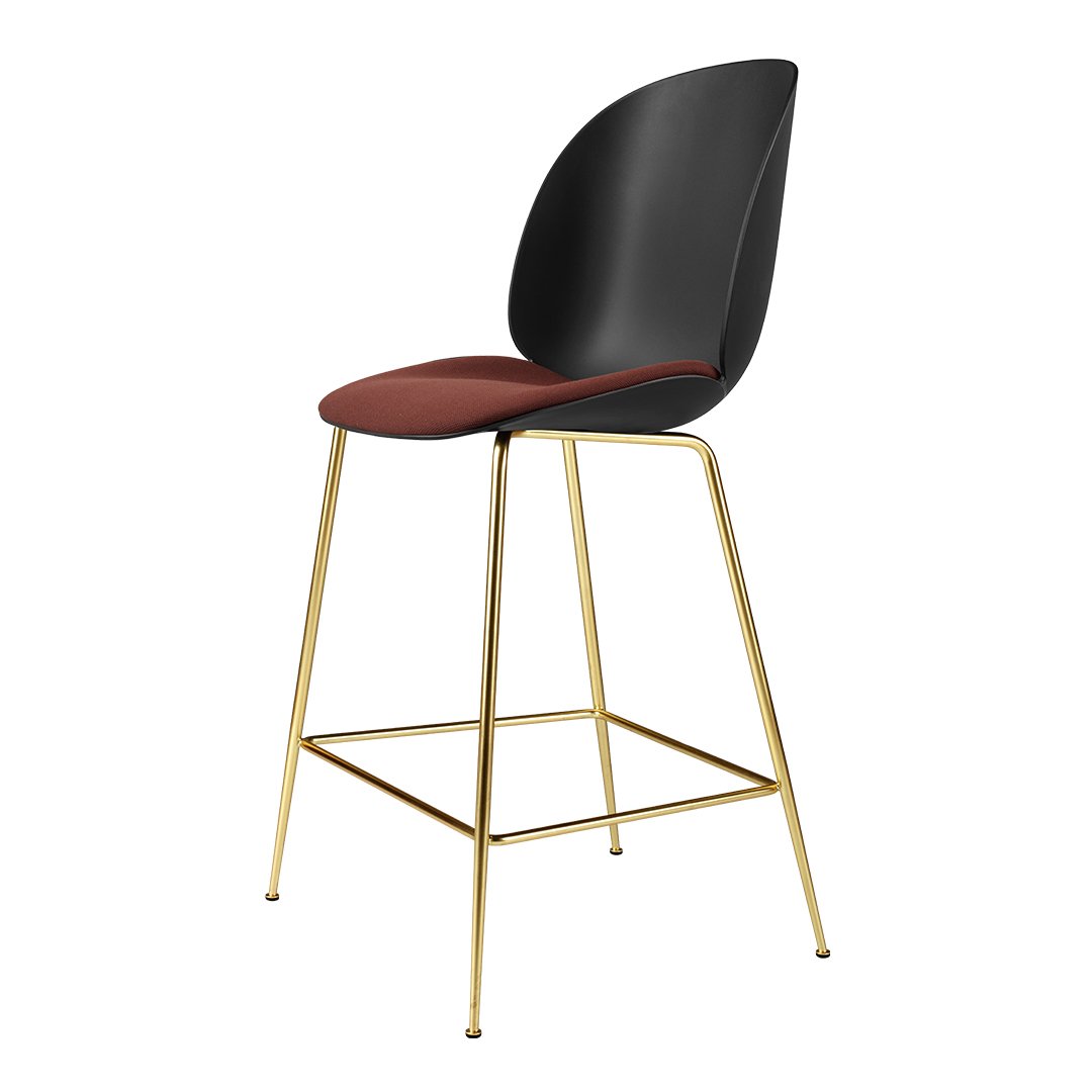 Beetle Counter Chair - Seat Upholstered - Brass Semi Matt Base