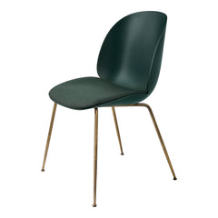Beetle Dining Chair - Seat Upholstered - Antique Brass Conic Base