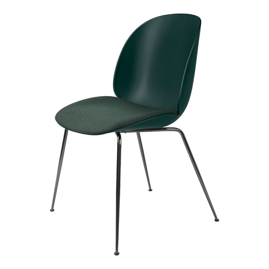 Beetle Dining Chair - Seat Upholstered - Black Chrome Conic Base