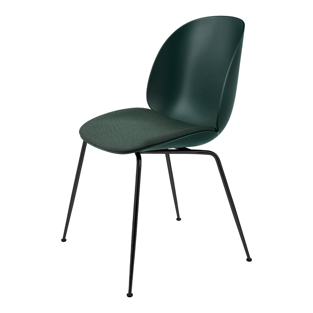 Beetle Dining Chair - Seat Upholstered - Black Semi Matt Conic Base