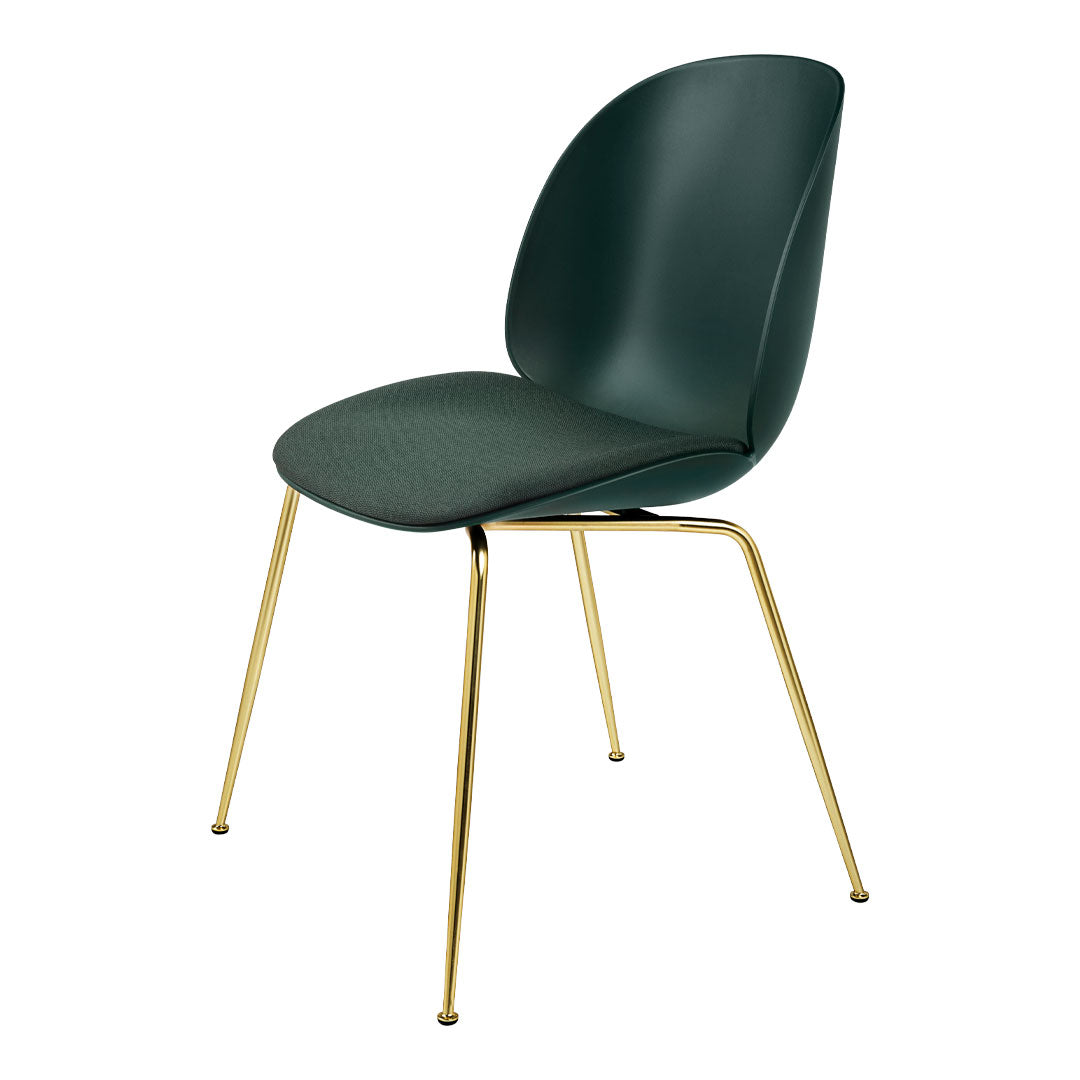 Beetle Dining Chair - Seat Upholstered - Brass Semi Matt Conic Base