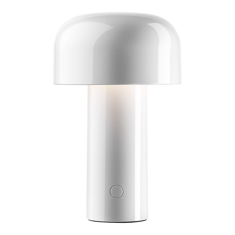 Stylish white mushroom lamp with a glossy finish and minimalist design, perfect for modern decor.