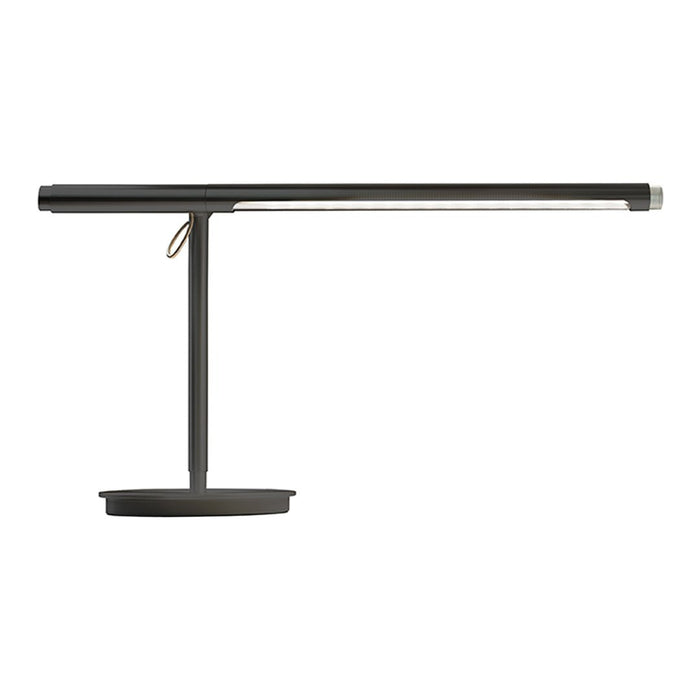Sleek black modern desk lamp with a minimalist design and clean lines, featuring a linear light bar.