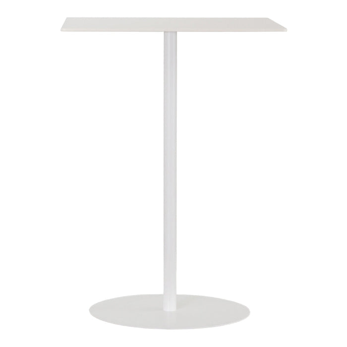White bar table with a sleek, minimalist design and smooth surface. Perfect for modern decor.
