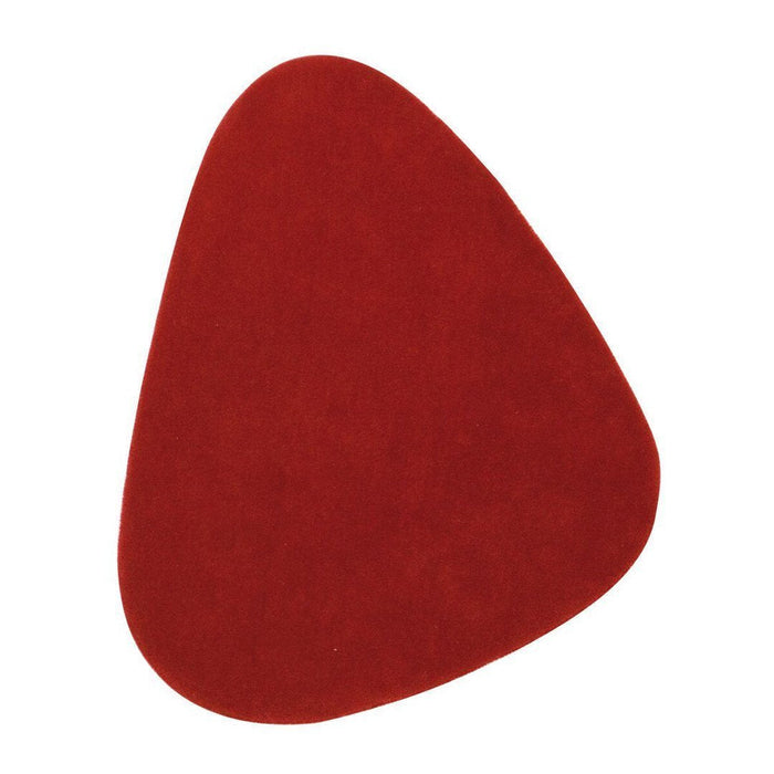 Textured, soft red suede in an organic, abstract shape. Ideal for adding warmth to any space.