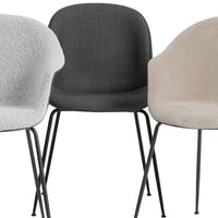 Bat Dining Chair - Black Matt Conic Base - Front Upholstered