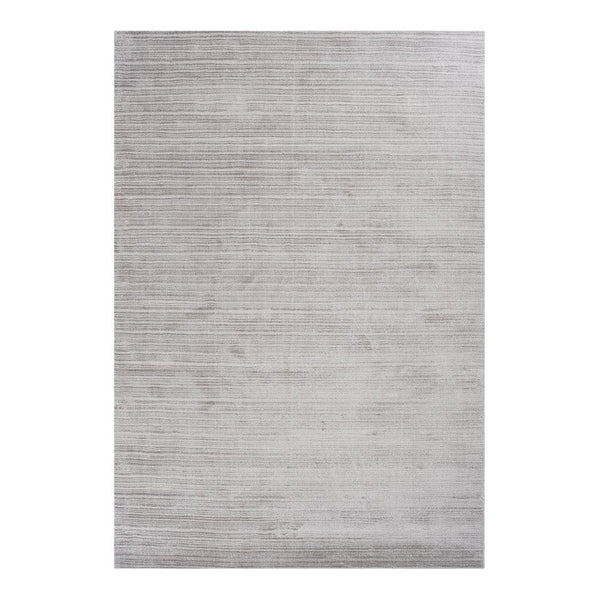 Light gray textured rug with subtle linear patterns, ideal for modern decor.