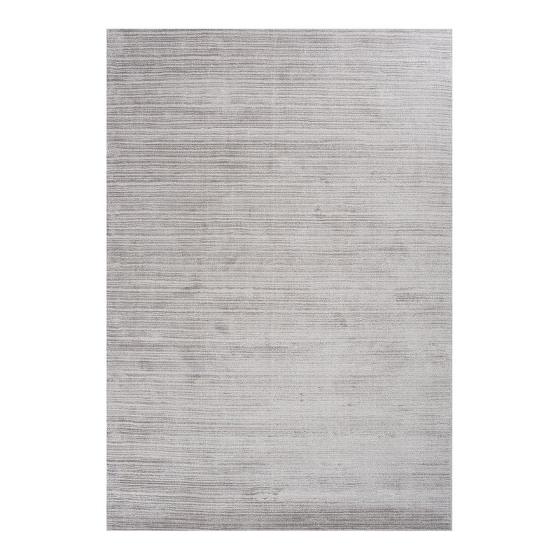 Light gray textured rug with subtle linear patterns, ideal for modern decor.