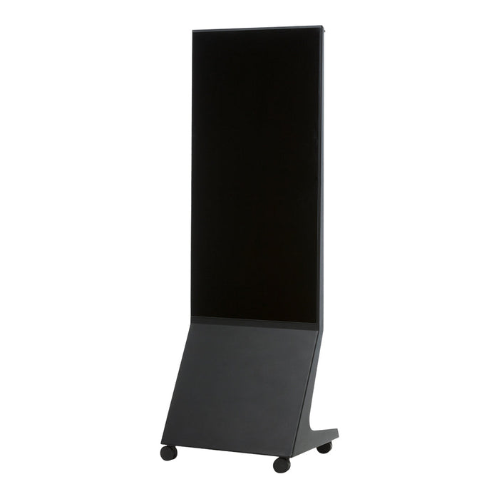 Sleek black display stand with a smooth finish and modern design, ideal for showcasing products.