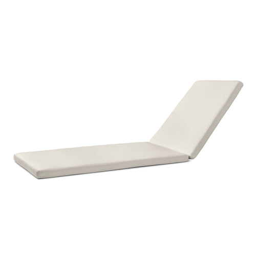 Neutral cream-colored lounge chair with a simple, sleek design; smooth, solid pattern perfect for outdoor or indoor use.