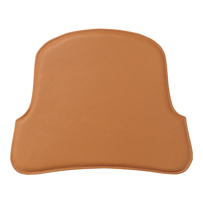 Tan leather chair cushion with a smooth finish and a curved design, perfect for a modern decor style.