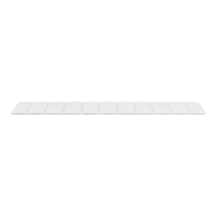White minimalist tile with a smooth finish, featuring a sleek, modern design and uniform rectangular pattern.