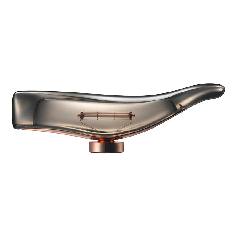 Sleek gray glass vase with smooth curves and a rose gold base, featuring a minimalist design.