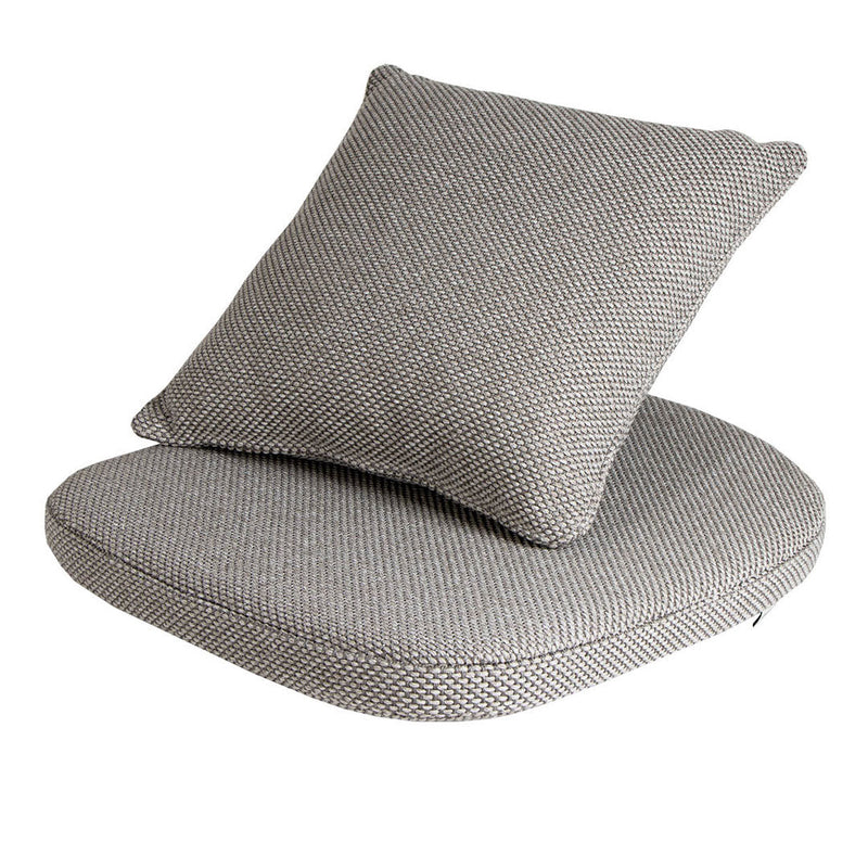 Gray textured cushion with a woven pattern, featuring a matching removable pillow for added comfort.