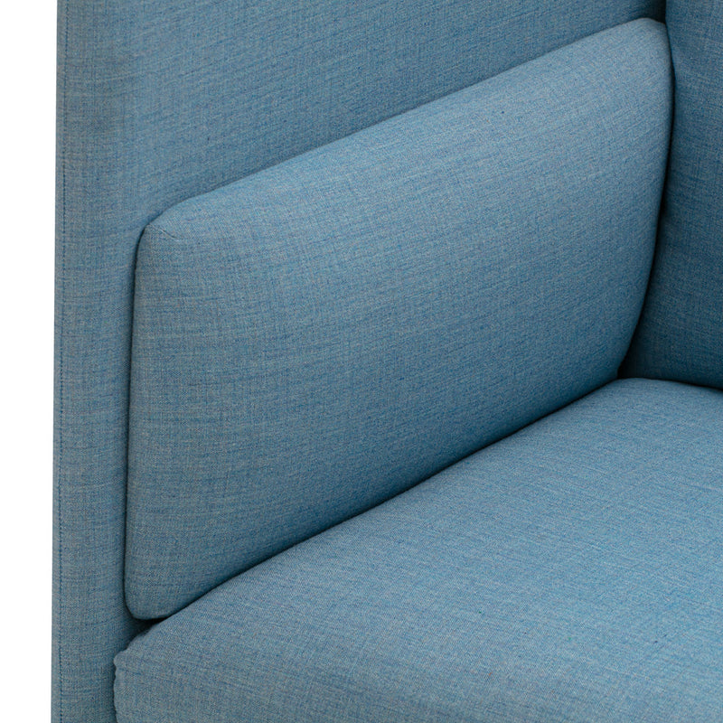 Light blue upholstery with a subtle textured pattern, perfect for contemporary furniture designs.