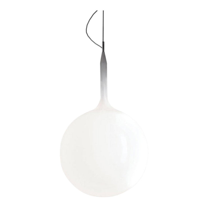 Sleek white globe pendant light with a smooth finish and subtle gradient detail. Perfect for modern decor.