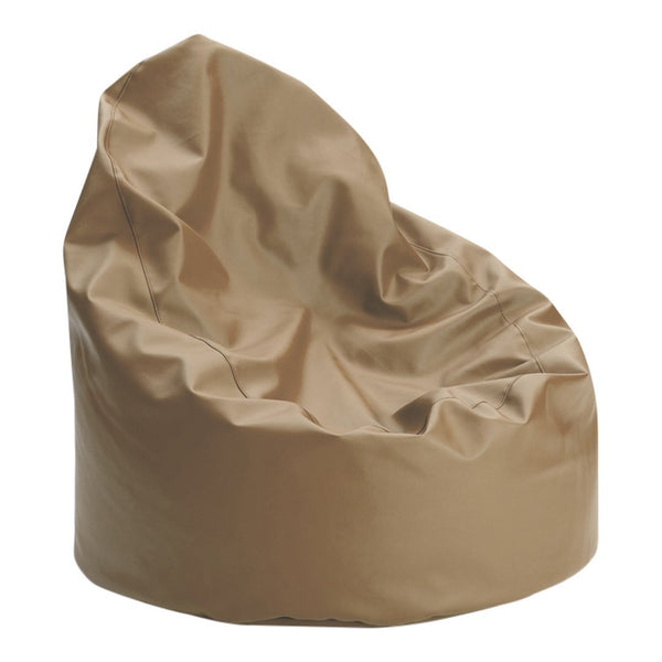 Beige bean bag chair with smooth, solid color and soft, crumpled texture for a cozy, modern look.