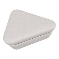 Light grey geometric-patterned triangular storage box with a smooth finish and rounded edges.