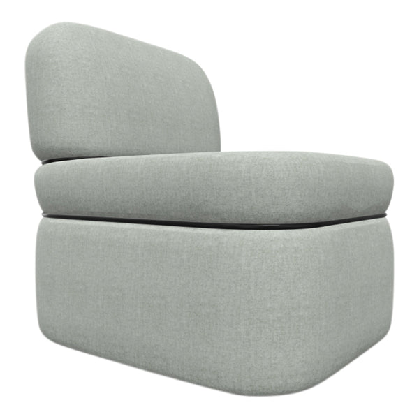 Light gray modular chair with a smooth, textured fabric and minimalist design. Perfect for modern decor.