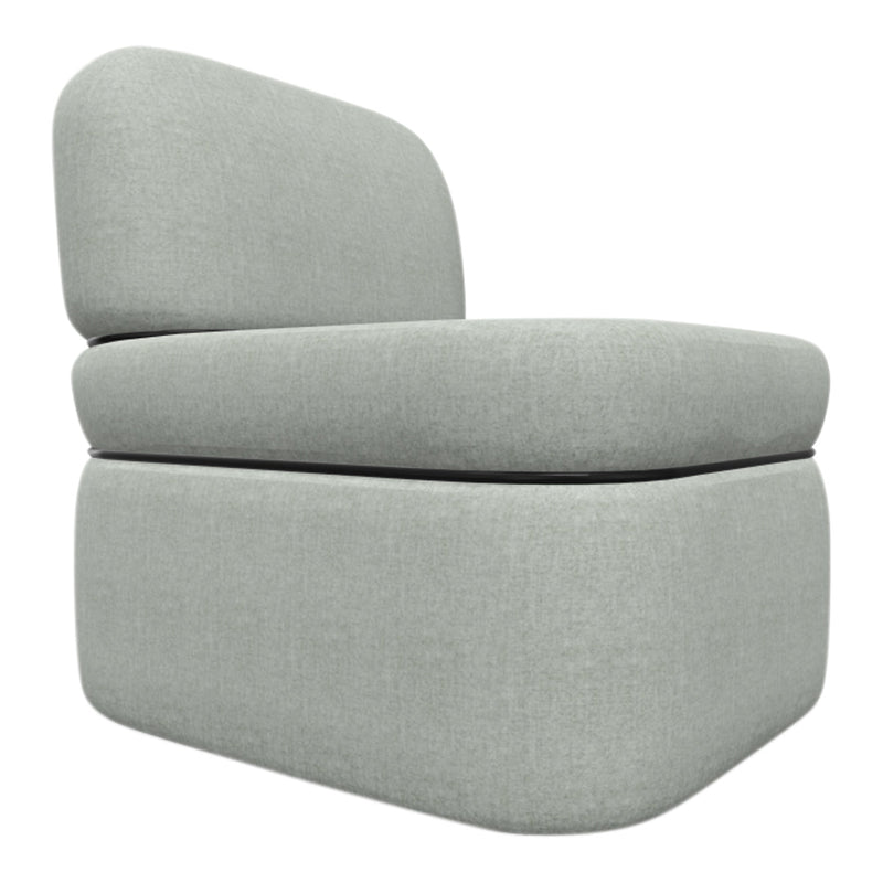 Light gray modular chair with a smooth, textured fabric and minimalist design. Perfect for modern decor.