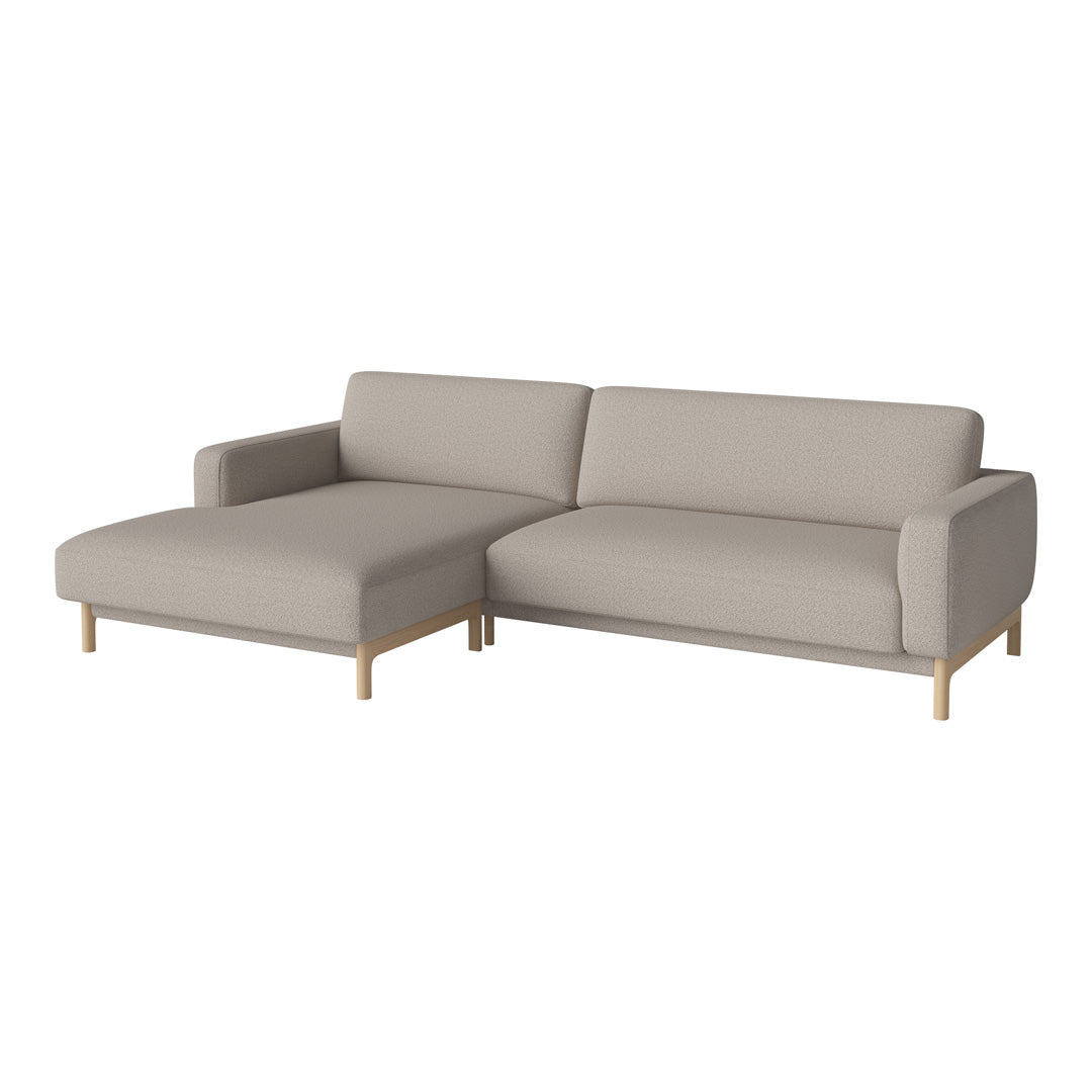 Light gray modern sofa with sleek lines and a minimalist design, featuring wooden legs for a contemporary touch.