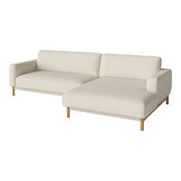 Modern cream sectional sofa with smooth fabric and natural wood legs, featuring a minimalist design for contemporary decor.