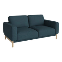 Teal, textured fabric sofa with minimalist wooden legs, perfect for modern living spaces.