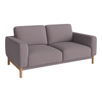 Light gray fabric sofa with clean lines and wooden legs, perfect for modern home decor. No bold patterns, minimalist style.