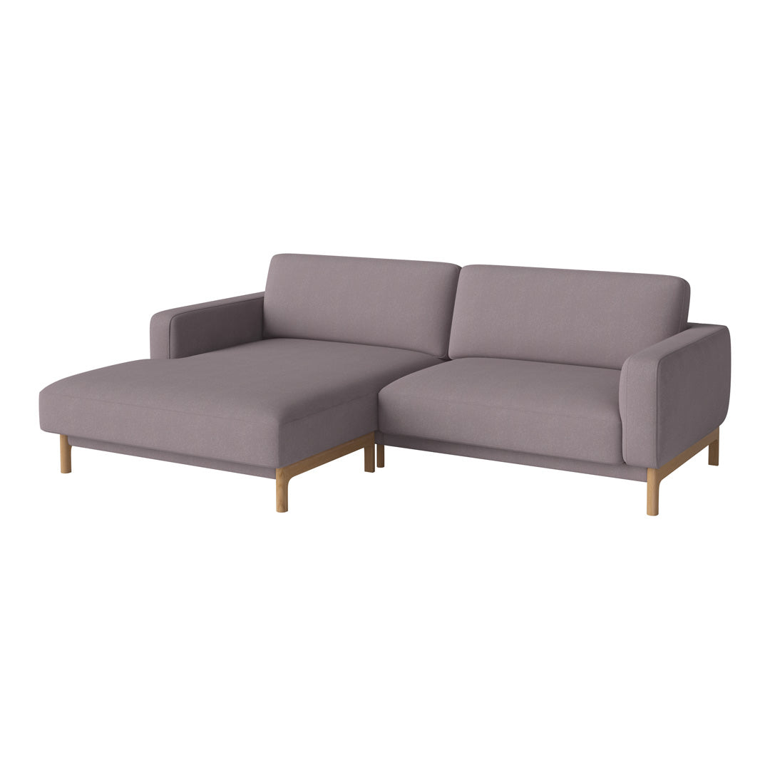 Light gray sectional sofa with wooden legs, featuring a simple, modern design and clean lines. Ideal for contemporary spaces.