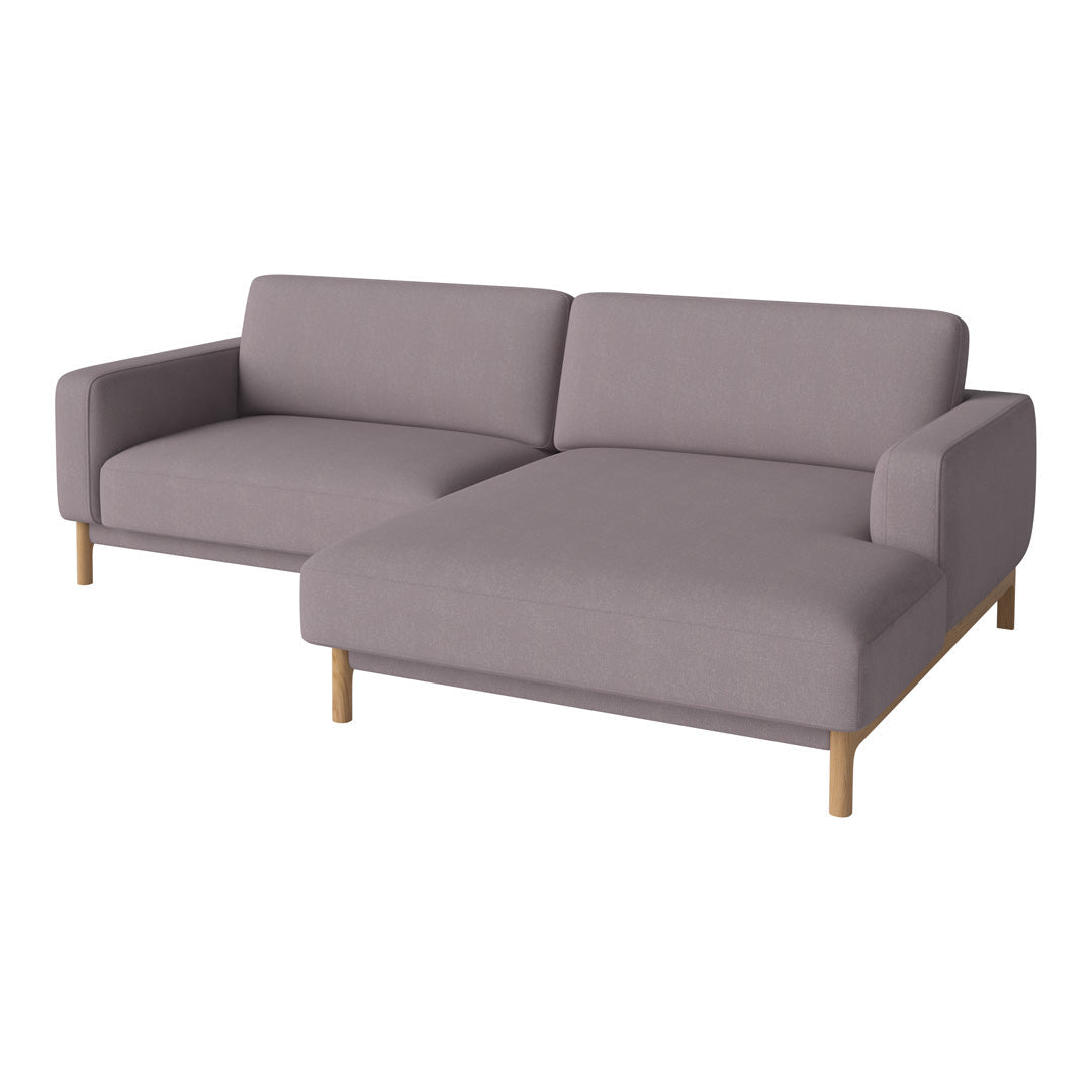 Gray fabric sofa with a modern design and natural wooden legs, featuring a clean, minimalist aesthetic.