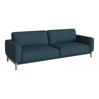 Teal fabric sofa with a modern design, featuring clean lines and a textured pattern. Ideal for contemporary interiors.