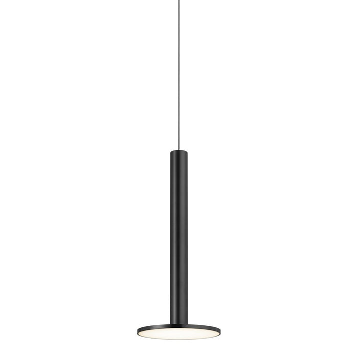 Sleek black pendant light with a minimal design and a contrasting white LED rim for stylish illumination.