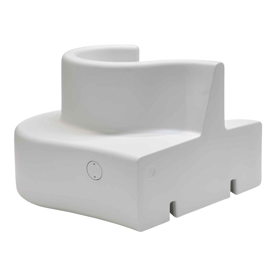Sleek white modern decorative piece with smooth, curved contours and minimalist design. Ideal for contemporary decor.