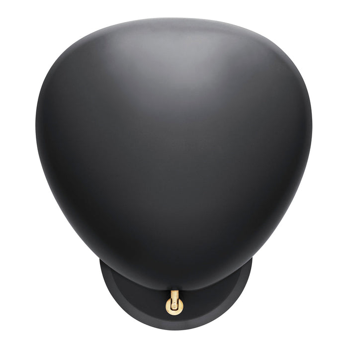 Matte black teardrop-shaped decor item with sleek, modern design and subtle gold accent.
