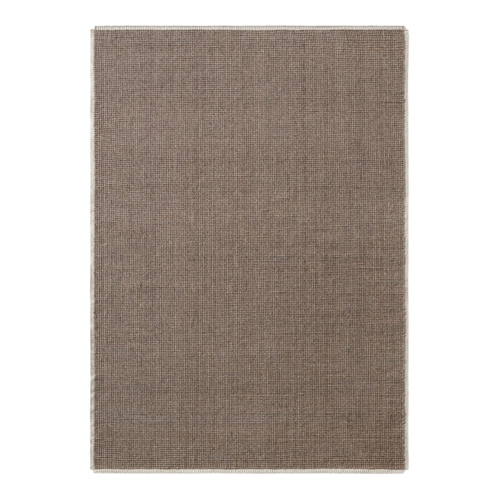 Textured brown area rug with subtle woven pattern in a neutral tone. Perfect for any modern decor.