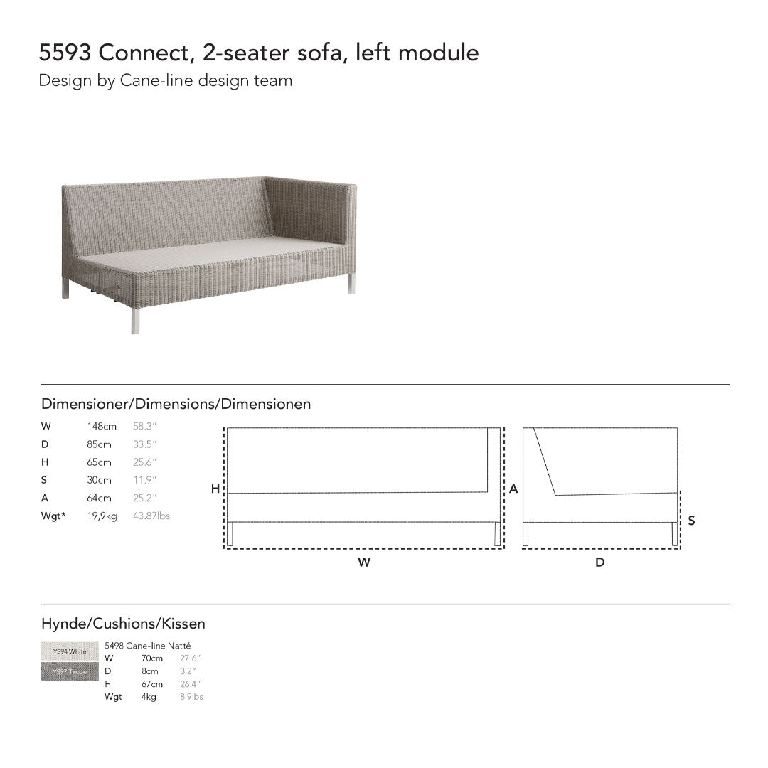 Light grey 2-seater sofa module with a sleek, minimalist design and subtle textured fabric pattern. Ideal for modern spaces.