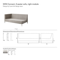 Beige two-seater sofa with a sleek, minimalist design and linear fabric pattern. Perfect for contemporary spaces.