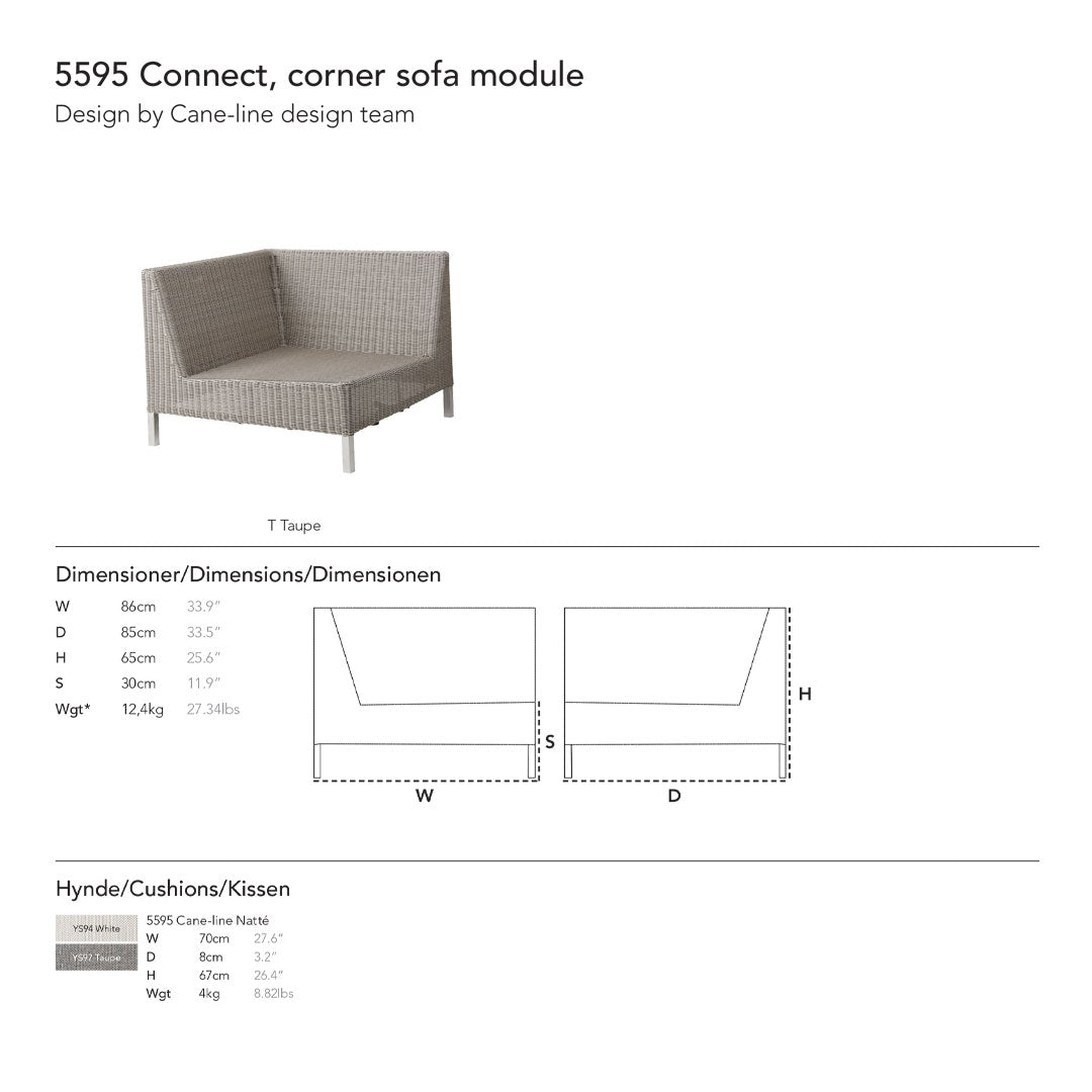 "Beige woven fabric corner sofa module with a minimalist, modern design and textured pattern."