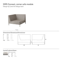 "Beige woven fabric corner sofa module with a minimalist, modern design and textured pattern."