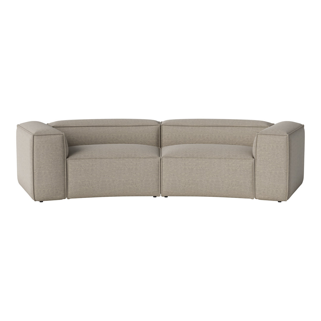 Sleek light beige sectional sofa with subtle textured pattern for a modern aesthetic in any living space.