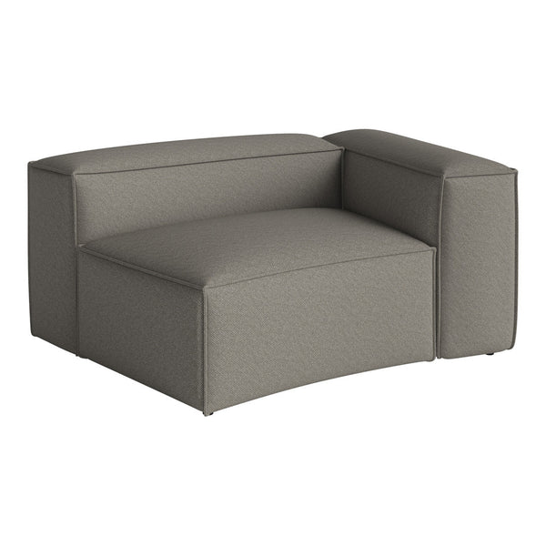 Gray upholstered modular chair with a textured fabric and minimalist design, perfect for modern decor.