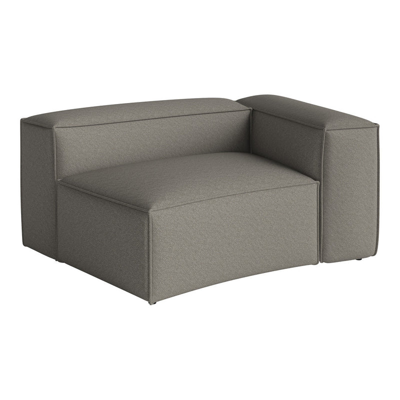 Gray upholstered modular chair with a textured fabric and minimalist design, perfect for modern decor.