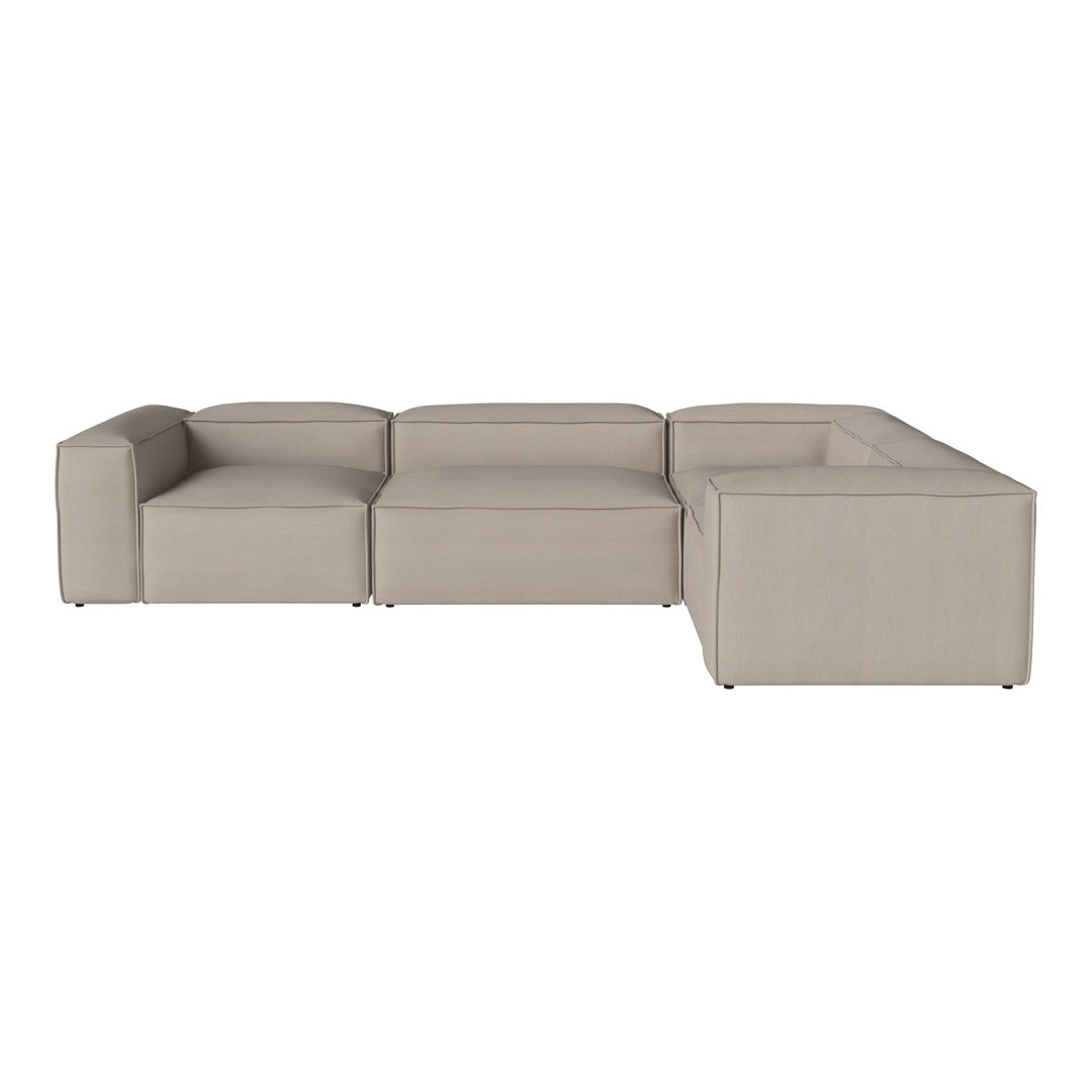 Beige modular sectional sofa with a smooth, minimalist design and clean lines. Perfect for modern living spaces.