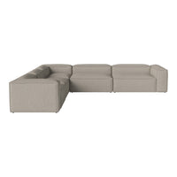 Neutral beige modular sofa with smooth fabric and minimalistic design, perfect for modern living spaces.