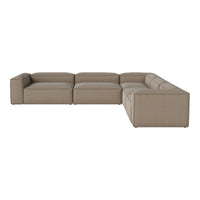Neutral beige sectional sofa with a smooth texture and clean lines, perfect for modern interior decor.