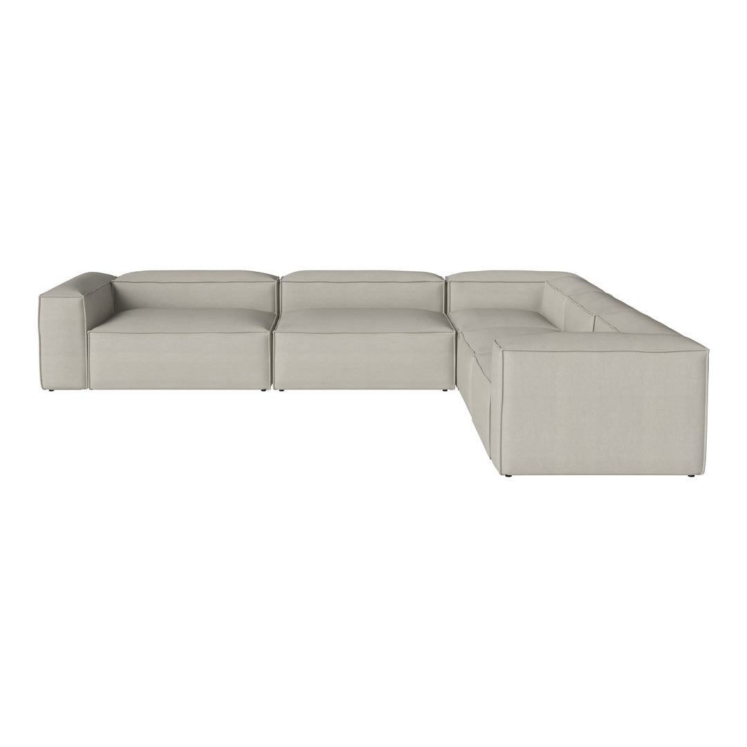 Light gray modular sofa with clean lines and a smooth, textured fabric pattern. Ideal for modern living spaces.