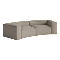Curved sofa in a soft beige color with subtle textured stripes for a modern, stylish look. Perfect for any living space.